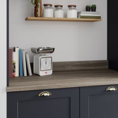 Plan de travail stratifié effet bois grège L.300 x ép.3,8 cm GoodHome Kala