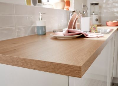 Plan de travail stratifié effet chêne L.300 x l.62 x ép.3,8 cm GoodHome Kala