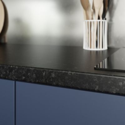 Plan de travail stratifié effet granit noir L.300 x l.62 x ép.3,8 cm GoodHome Kabsa