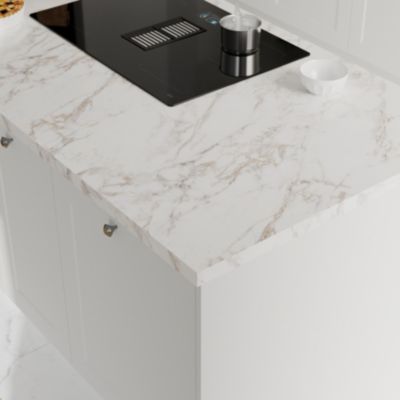 Plan de travail stratifié effet marbre beige L.300 x ép.3,8 cm GoodHome Berberis