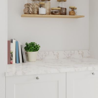 Plan de travail stratifié effet marbre beige L.300 x ép.3,8 cm GoodHome Berberis