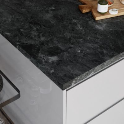 Plan de travail stratifié effet marbre gris foncé L.300 x l.62 x ép.3,8 cm GoodHome Kala
