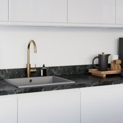 Plan de travail stratifié effet marbre gris foncé L.300 x l.62 x ép.3,8 cm GoodHome Kala