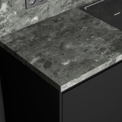 Plan de travail stratifié effet marbre gris foncé L.300 x l.62 x ép.3,8 cm GoodHome Kala