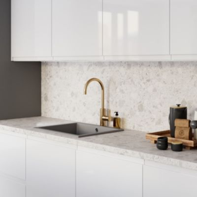 Plan de travail stratifié gris ceppo L.300 x l.62 x ép.3,8 cm GoodHome Berberis