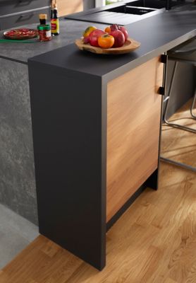 Plan de travail stratifié noir mat L.300 x l.62 x ép.3,8 cm GoodHome Berberis