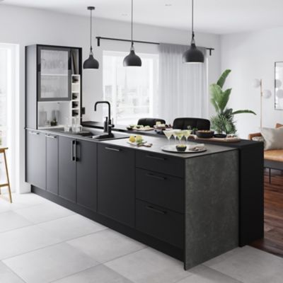 Plan de travail stratifié noir mat L.300 x l.62 x ép.3,8 cm GoodHome Berberis