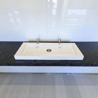 Plan Double Vasque en béton fibré cimenté blanc 80x47x7 fabriqué artisanalement en France par Gakeal