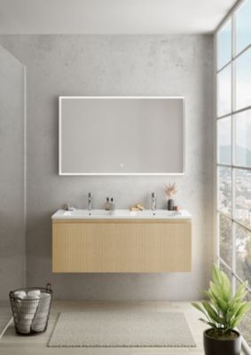 Plan double vasque en céramique blanc brillant l.120 cm, Pura+