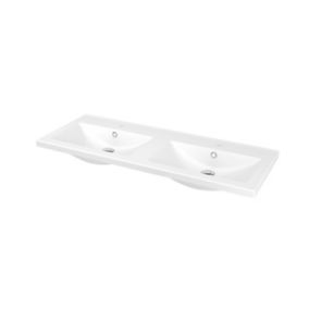 Plan double vasque en céramique blanc GoodHome Nira 120 cm