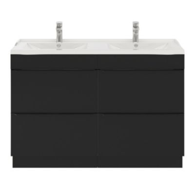 Plan double vasque en céramique blanc l.120 cm, GoodHome Lana