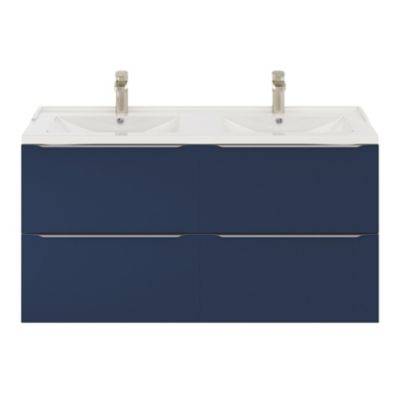 Plan double vasque en céramique blanc l.120 cm, GoodHome Lana
