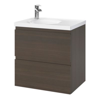 Plan double vasque en céramique blanc l.120 x P.45 cm avec plage de dépose au centre, Kentia