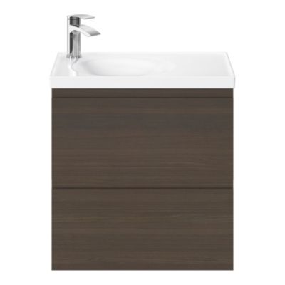 Plan double vasque en céramique blanc l.120 x P.45 cm avec plage de dépose au centre, Kentia