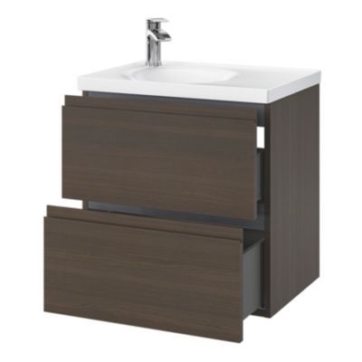 Plan double vasque en céramique blanc l.120 x P.45 cm avec plage de dépose au centre, Kentia