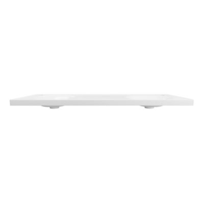 Plan double vasque en céramique blanc l.120 x P.45 cm avec plage de dépose au centre, Kentia