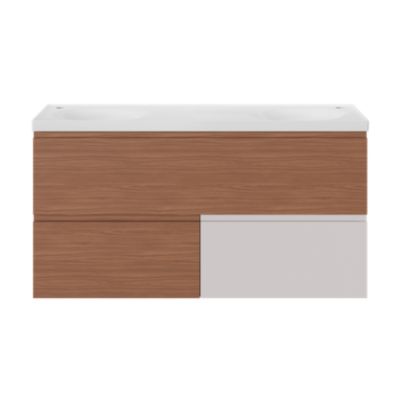 Plan double vasque en céramique blanc l.120 x P.45 cm avec plage de dépose au centre, Kentia