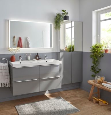 Plan double vasque en résine blanc, l.120 cm, GoodHome Mila