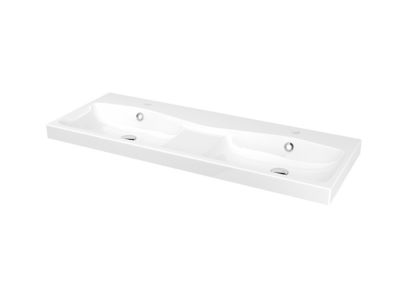 Plan double vasque en résine blanc, l.120 cm, GoodHome Mila