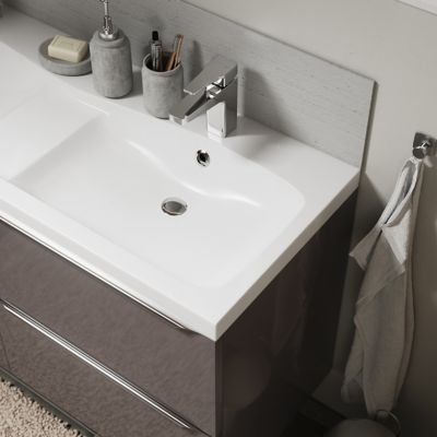 Plan double vasque en résine blanc, l.120 cm, GoodHome Mila