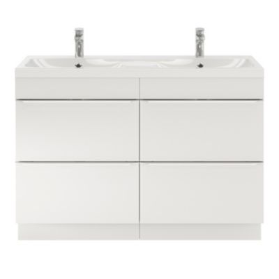 Plan double vasque en résine blanc, l.120 cm, GoodHome Mila