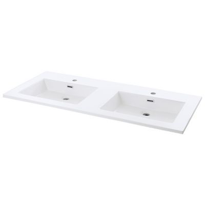 Plan double vasque en résine blanc l.120 cm, Pamili