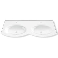 Plan double vasque en verre blanc 138 cm Vague