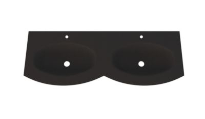 Plan double vasque en verre noir mat l.138 cm, Vague