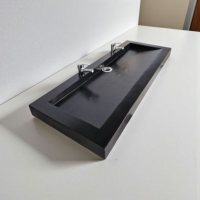 Plan double vasque noir 80x47x8 édition céleste en béton fibré cimenté , fabriqué artisanalement en France par Gakeal