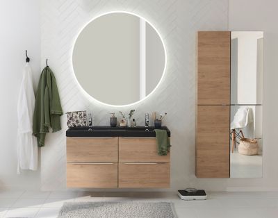 Plan double vasque noir l.120 cm, GoodHome Mila