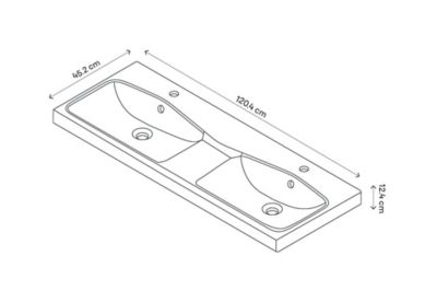 Plan double vasque noir l.120 cm, GoodHome Mila