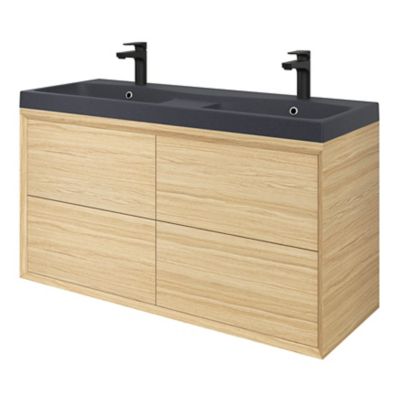 Plan double vasque noir l.120 cm, GoodHome Mila