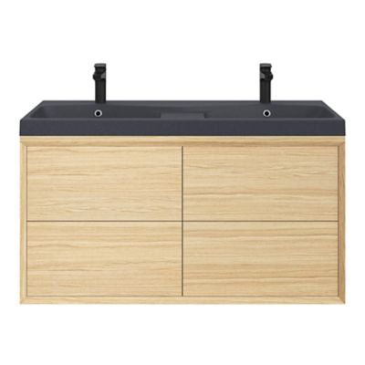 Plan double vasque noir l.120 cm, GoodHome Mila