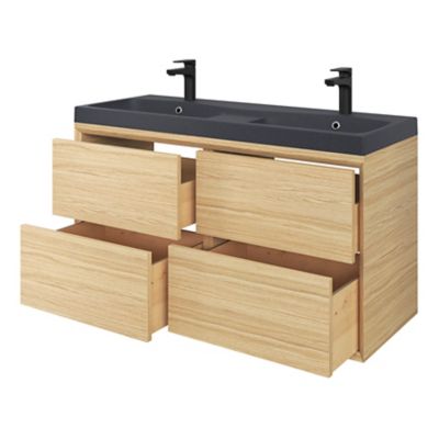 Plan double vasque noir l.120 cm, GoodHome Mila