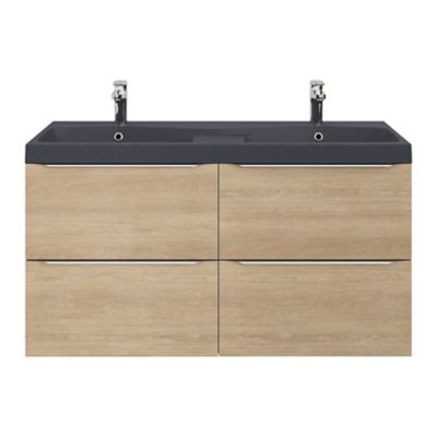 Plan double vasque noir l.120 cm, GoodHome Mila