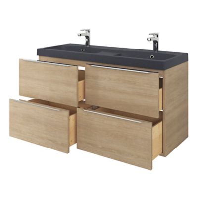 Plan double vasque noir l.120 cm, GoodHome Mila