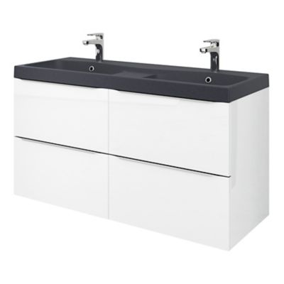 Plan double vasque noir l.120 cm, GoodHome Mila