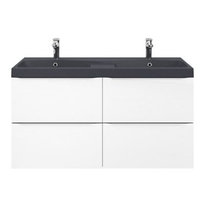 Plan double vasque noir l.120 cm, GoodHome Mila