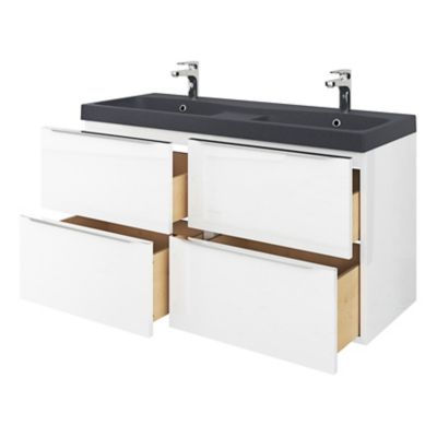 Plan double vasque noir l.120 cm, GoodHome Mila