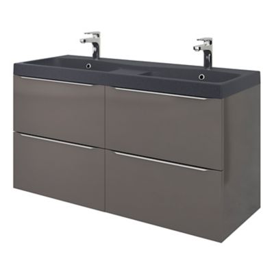 Plan double vasque noir l.120 cm, GoodHome Mila
