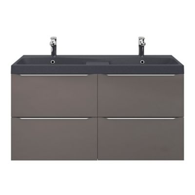 Plan double vasque noir l.120 cm, GoodHome Mila