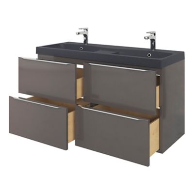 Plan double vasque noir l.120 cm, GoodHome Mila