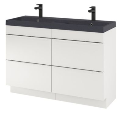 Plan double vasque noir l.120 cm, GoodHome Mila