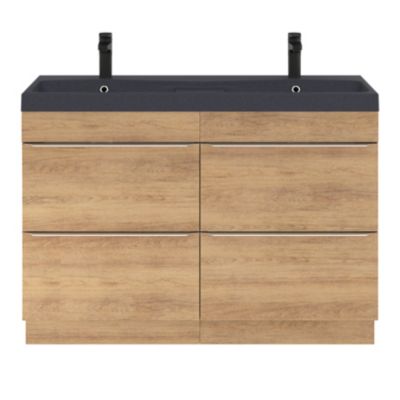Plan double vasque noir l.120 cm, GoodHome Mila