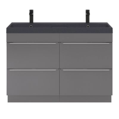 Plan double vasque noir l.120 cm, GoodHome Mila