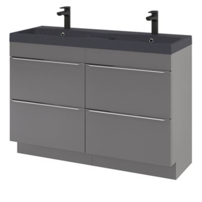 Plan double vasque noir l.120 cm, GoodHome Mila
