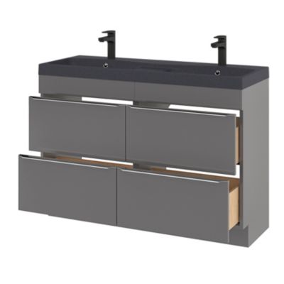 Plan double vasque noir l.120 cm, GoodHome Mila