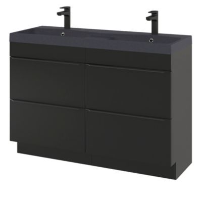 Plan double vasque noir l.120 cm, GoodHome Mila