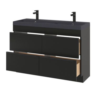 Plan double vasque noir l.120 cm, GoodHome Mila