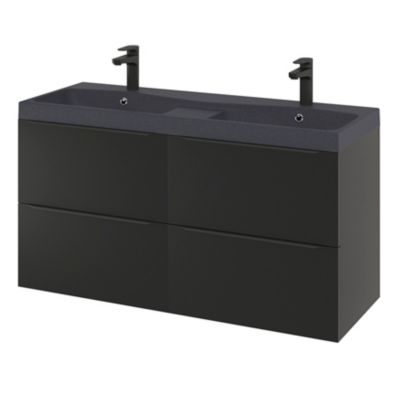 Plan double vasque noir l.120 cm, GoodHome Mila